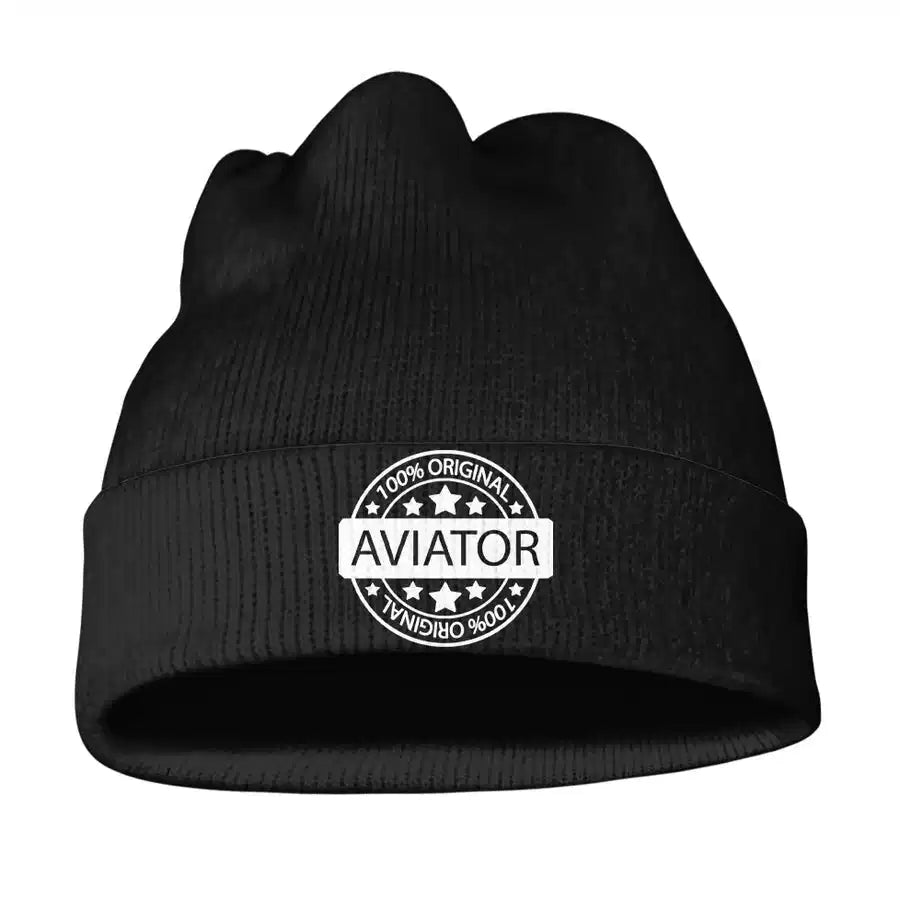 %100 Original aviation embroidery on soft knit fabric 3D knit beanie.