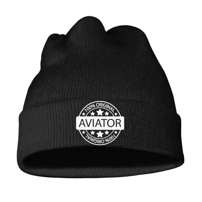 %100 Original aviation embroidery on soft knit fabric 3D knit beanie.