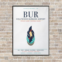 Thumbnail for Hollywood Burbank Airport BUR vertical canvas print - framed - white background