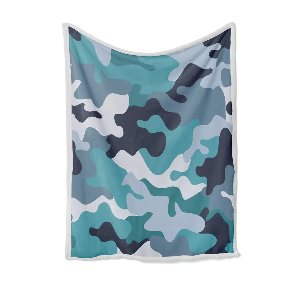 Military Camouflage Green Bed Blankets & aviation print on soft fleece blanket.