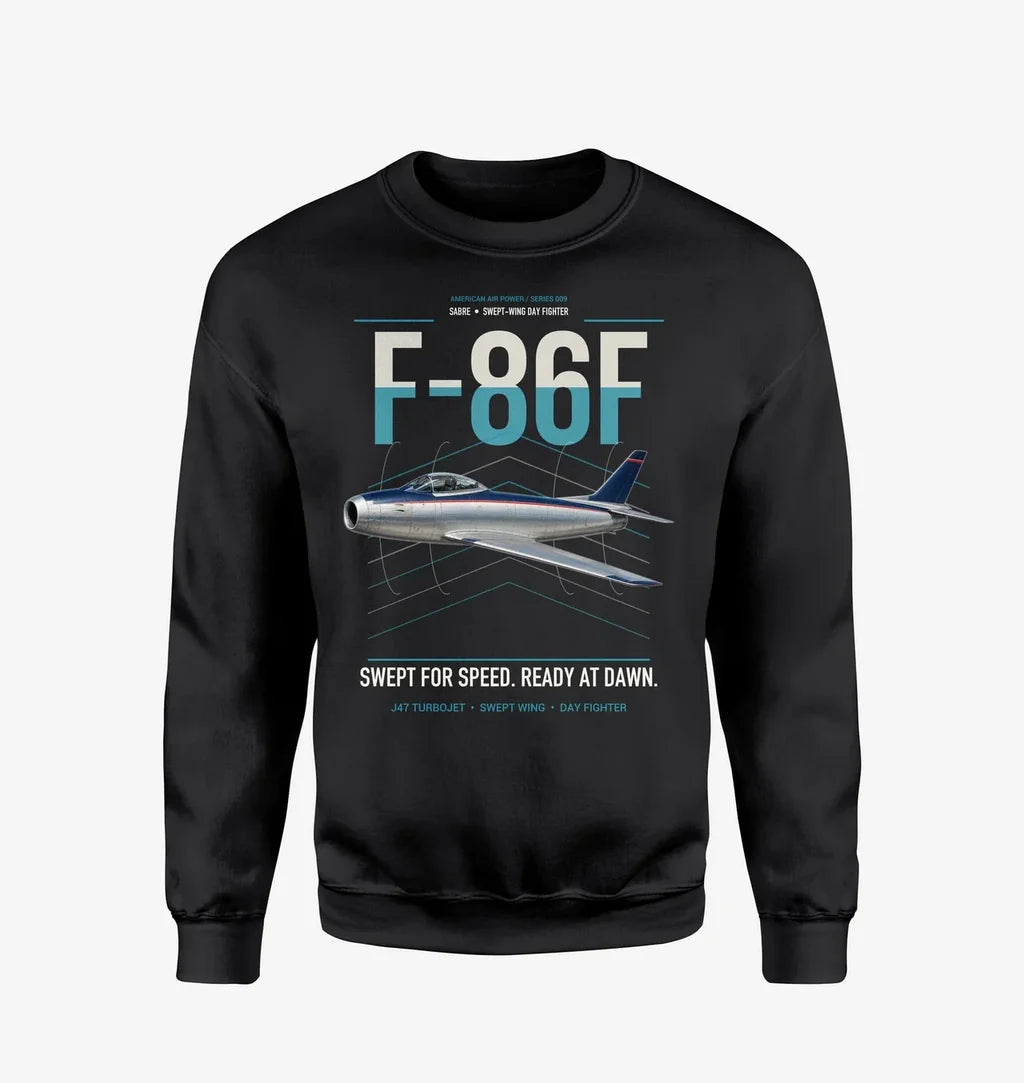 F-86F Sabre design on black sweatshirt