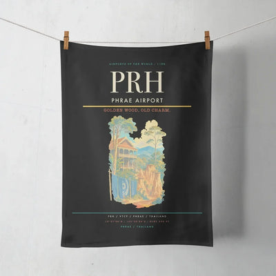 Phrae Airport (PRH) design on black towel