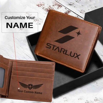 STARLUX Airlines aviation print laser-engraved leather wallet, leather.
