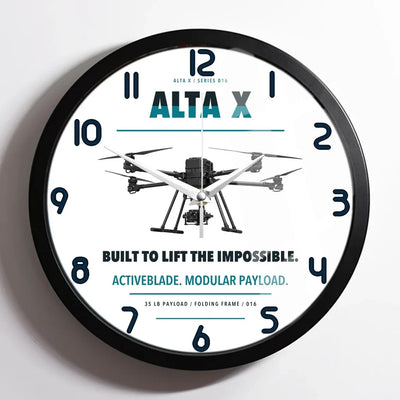 Freefly Alta X design on white framed wall clock