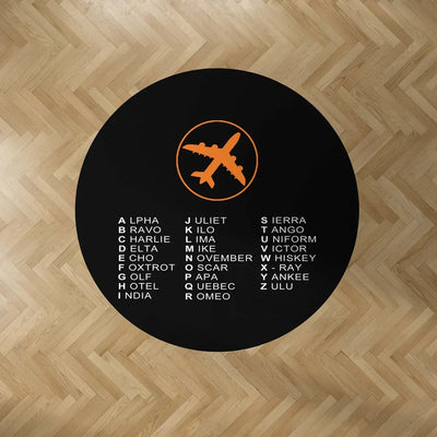 Aviation Alphabet 2 Carpet & Floor Mats (Round) aviation design on durable carpet pile with non-slip backing round carpet flo.