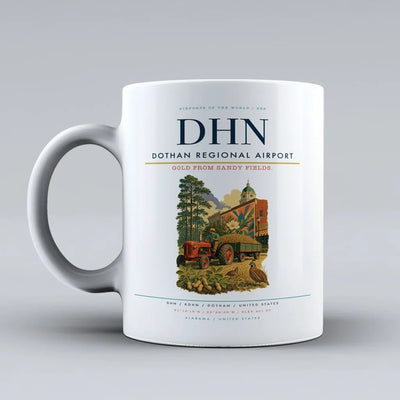 Dothan Regional Airport (DHN) airport code design on white ceramic mug