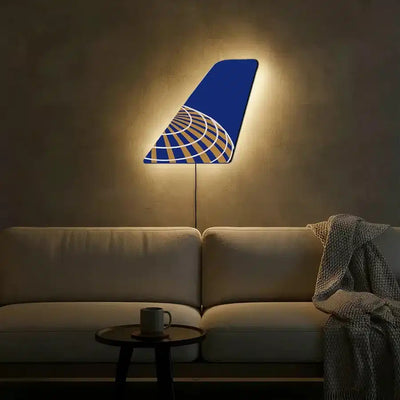 Continental Airlines aviation design on durable metal with LED aircraft tail wall art.