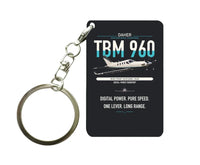 Thumbnail for Daher TBM 960 design on black designed key chain, double-side print