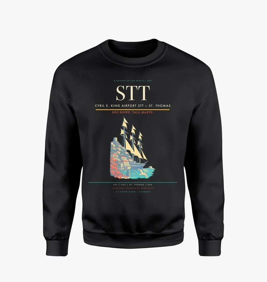 Cyril E. King Airport (STT) design on black sweatshirt