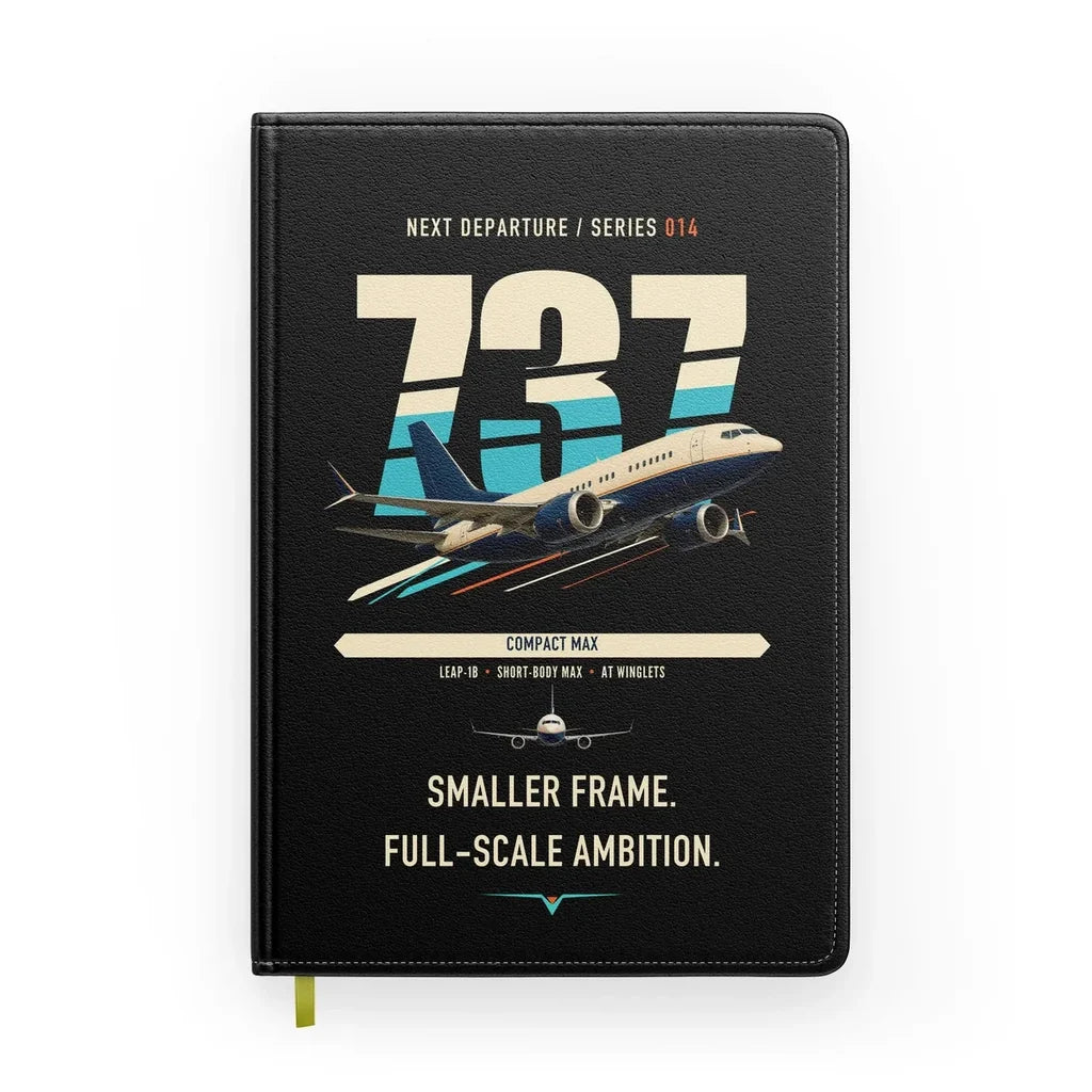 Boeing 737 MAX 7 design on black notebook