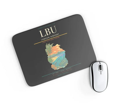 Labuan Airport (LBU) design on black rectangle mouse pad