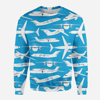 Thumbnail for Big Airplanes aviation design printed on soft cotton blend 3D sweatshirt.