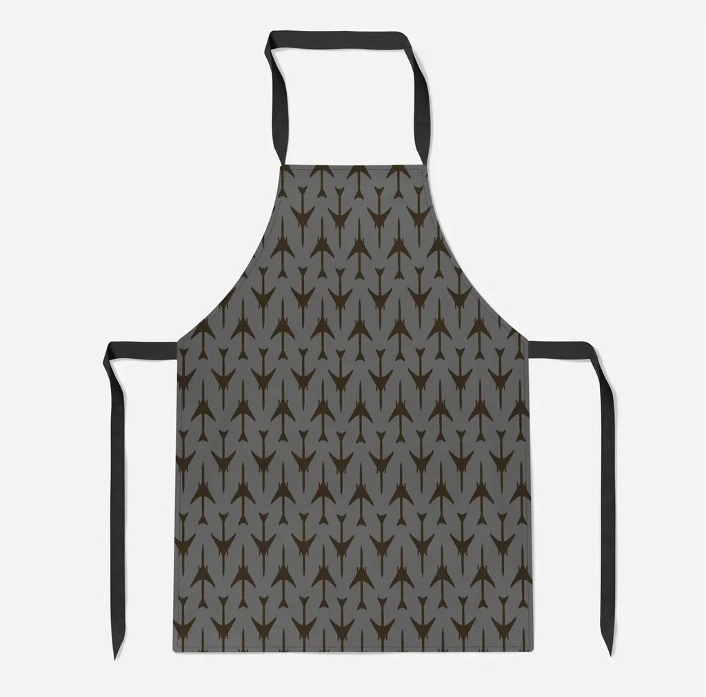 Perfectly Sized Seamless Airplanes Gray aviation design on durable cotton blend kitchen apron.
