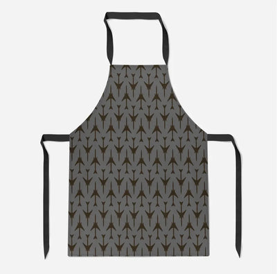 Perfectly Sized Seamless Airplanes Gray aviation design on durable cotton blend kitchen apron.