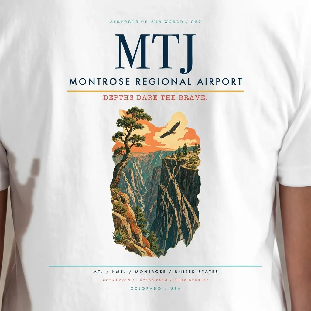 Montrose Regional Airport (MTJ) double-side t-shirt design close-up cover