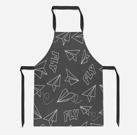 Thumbnail for Paper Airplane & Fly (Gray) aviation design on durable cotton blend kitchen apron.