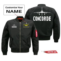 Thumbnail for Concorde Silhouette & Pilot Jackets (Customizable) aviation design printed on comfortable shell with classic fit designed jacket.
