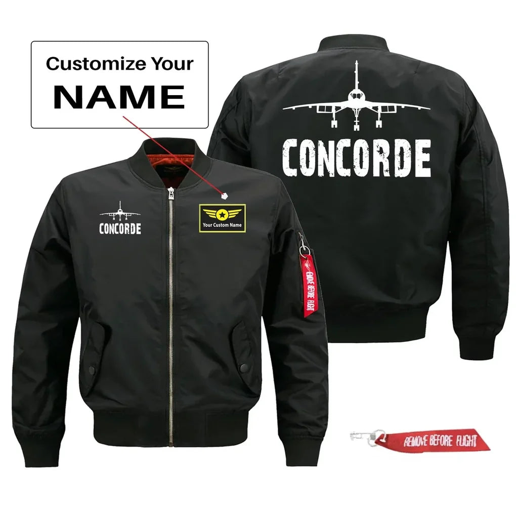 Concorde Silhouette & Pilot Jackets (Customizable) aviation design printed on comfortable shell with classic fit designed jacket.