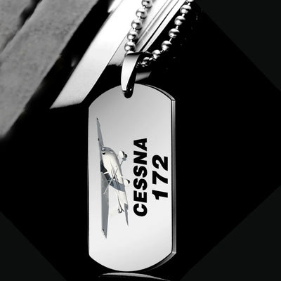 The Cessna 172 aviation necklace, polished metal body with engraved detail.