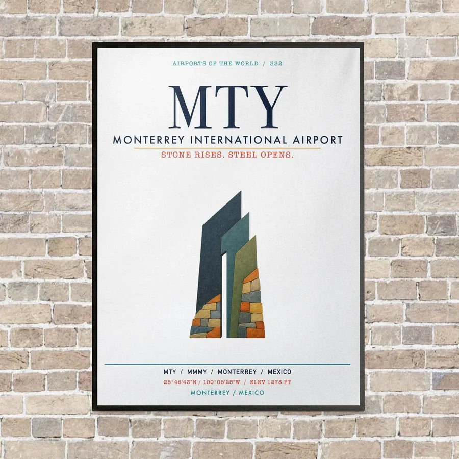 Monterrey International Airport MTY vertical canvas print - framed - white background