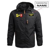 Thumbnail for Flat Colourful 787 aviation design printed on lightweight shell with slim fit stylish thin jacket.