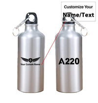 Thumbnail for Airbus A220 Flat Text aviation design on thermos, vacuum-insulated.