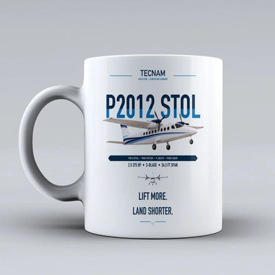 Tecnam P2012 STOL design on white ceramic mug, double-side print