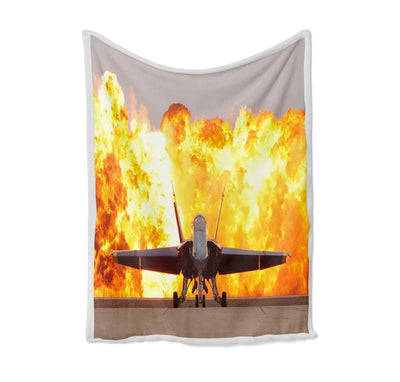 Face to Face with Air Force Jet & Flames Bed Blankets & aviation print on soft fleece blanket.