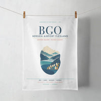 Thumbnail for Bergen Airport Flesland (BGO) design on white towel
