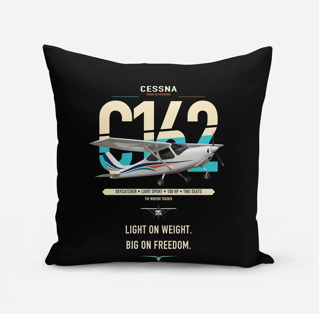 Cessna 162 Skycatcher design on black pillow
