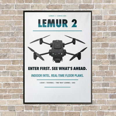 BRINC LEMUR 2 vertical canvas print - framed - white background