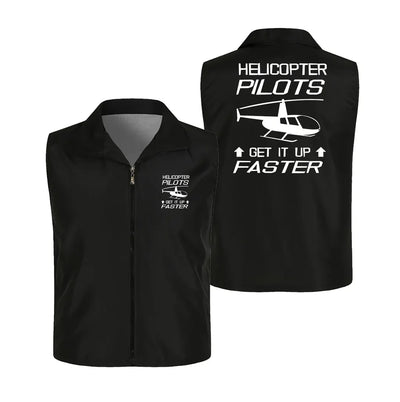 Helicopter Pilots Get It Up Faster Thin Style aviation design printed on lightweight shell with sleeveless design thin vest.