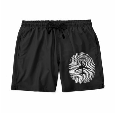 Aviation Finger Print aviation design on quick-dry polyester swim trunks.