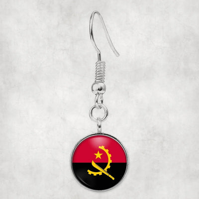 Angola Flag aviation-themed earrings, polished hypoallergenic alloy.