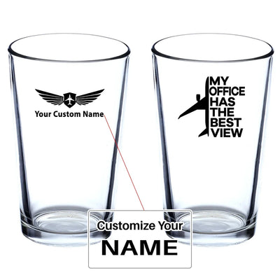 My Office Has The Best View Beer & aviation design on beer water glass, versatile drinkware.