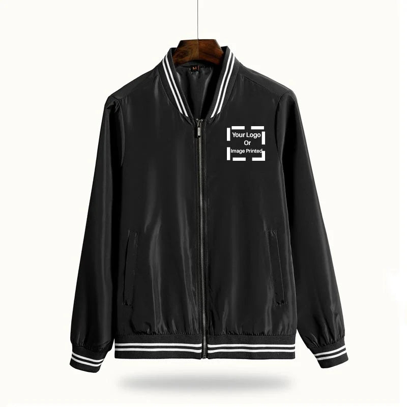 Custom LOGO aviation design printed on lightweight shell with windproof finish thin spring jacket.