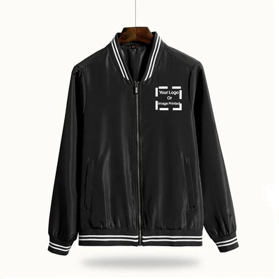 Custom LOGO aviation design printed on lightweight shell with windproof finish thin spring jacket.