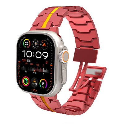Metal Magnetic Attraction aviation Apple Watch band, fashion silicone body with engraved detail.