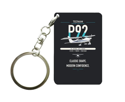 Tecnam P92 Echo MkII design on black designed key chain, double-side print