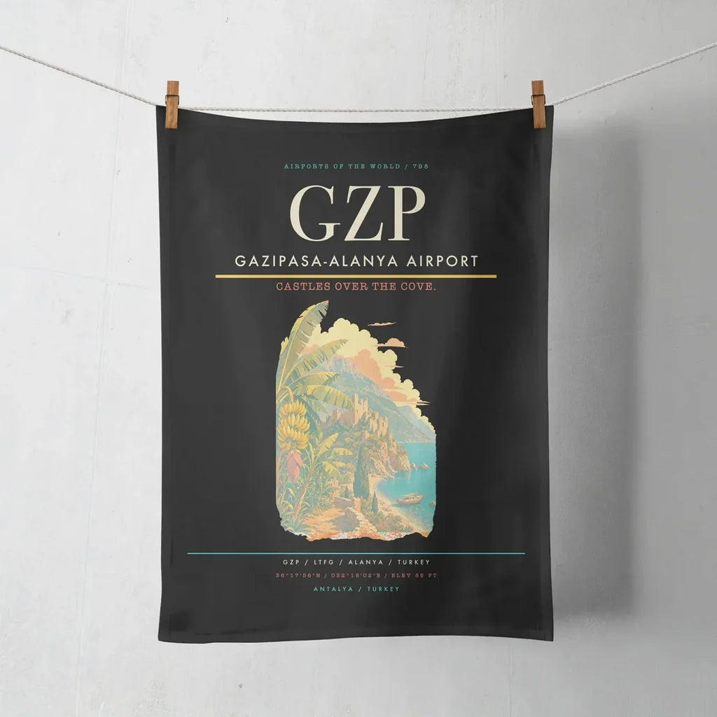 Gazipasa-Alanya Airport (GZP) design on black towel