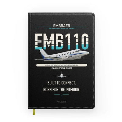 Embraer EMB 110 Bandeirante design on black notebook
