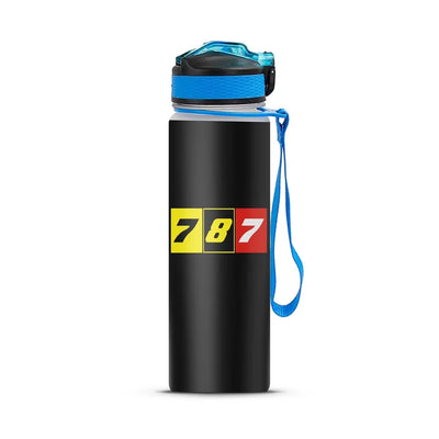 Flat Colourful 787 Sports aviation design on sport kettle, insulated bottle with sport spout.