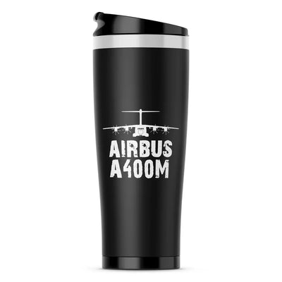 Airbus A400M & Plane aviation design on travel mug no-holder, insulated double-wall.