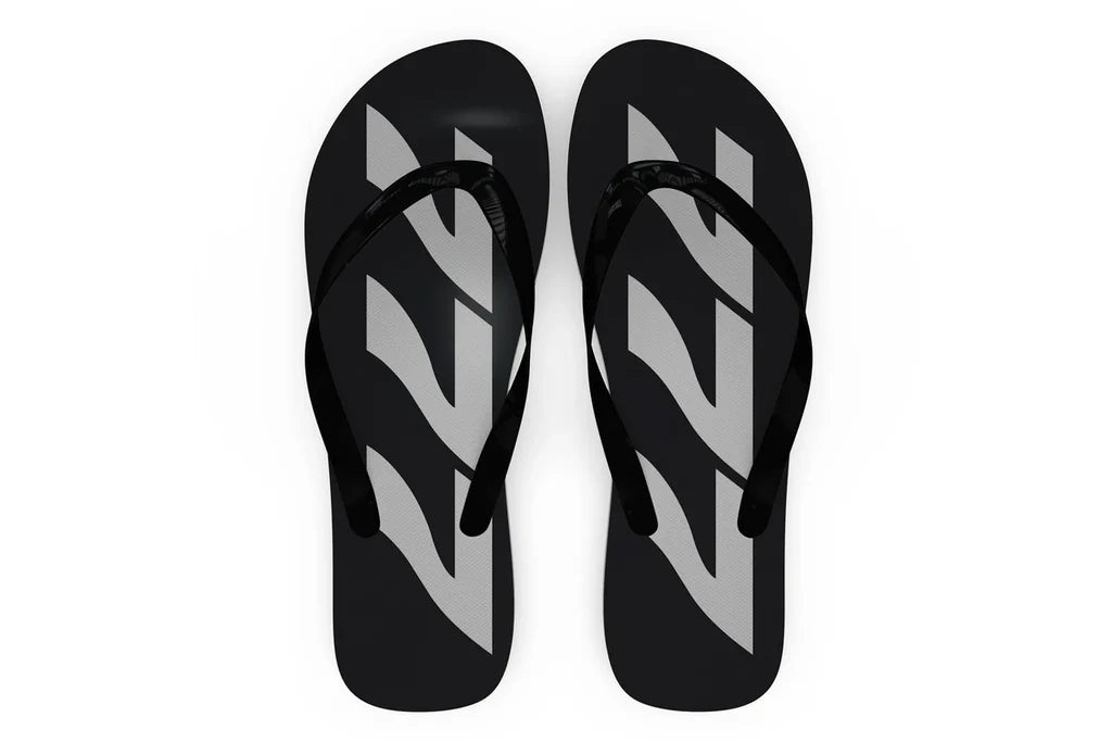 Boeing 777 Text Slippers (Flip Flops) aviation print slippers and flip-flops, durable rubber sole.