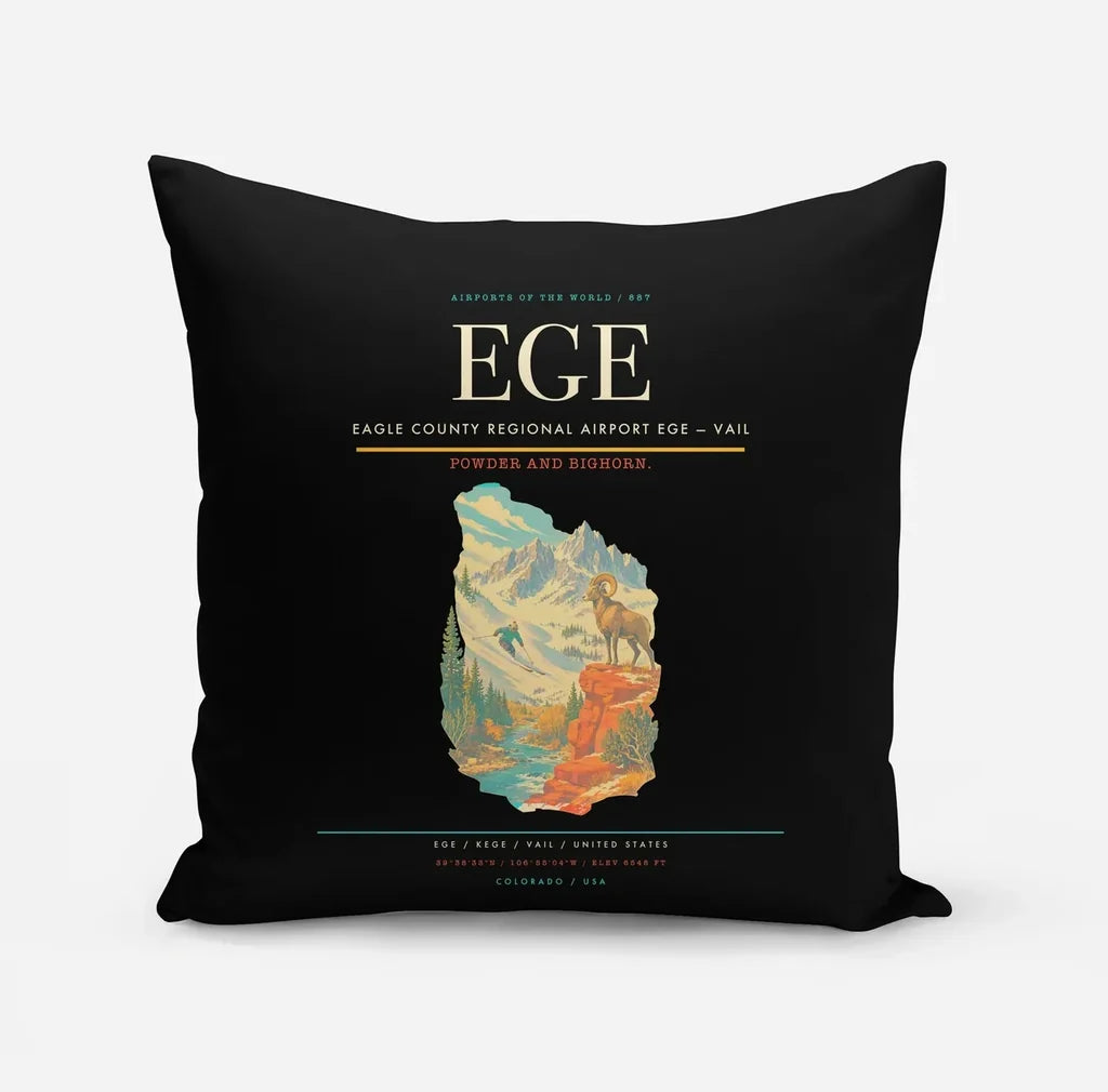 Eagle County Regional Airport (EGE) design on black pillow