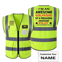 Thumbnail for I am an Awesome Girlfriend aviation design printed on high-visibility reflective fabric reflective vest.