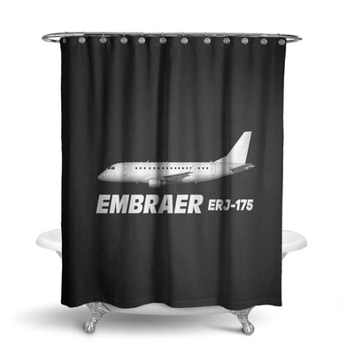 The Embraer ERJ-175 aviation design on waterproof polyester shower curtain.