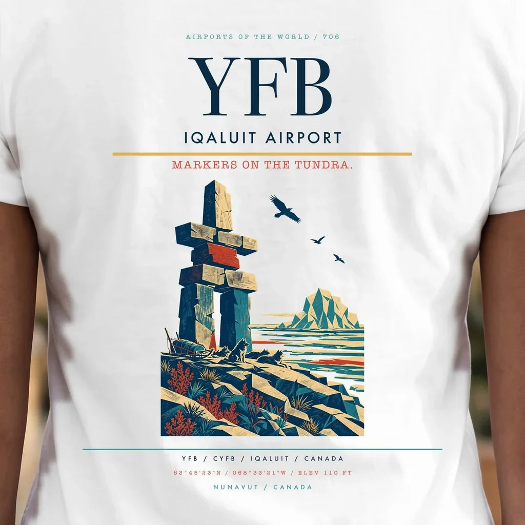 Iqaluit Airport (YFB) double-side t-shirt design close-up cover