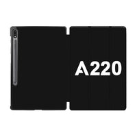 Thumbnail for Airbus A220 Flat Text aviation print tablet case, fits Samsung tablet.
