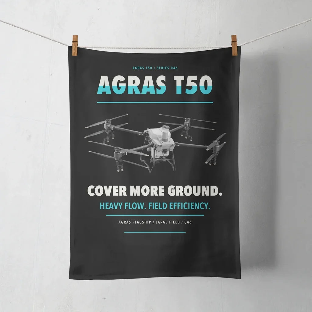 DJI Agras T50 design on black towel